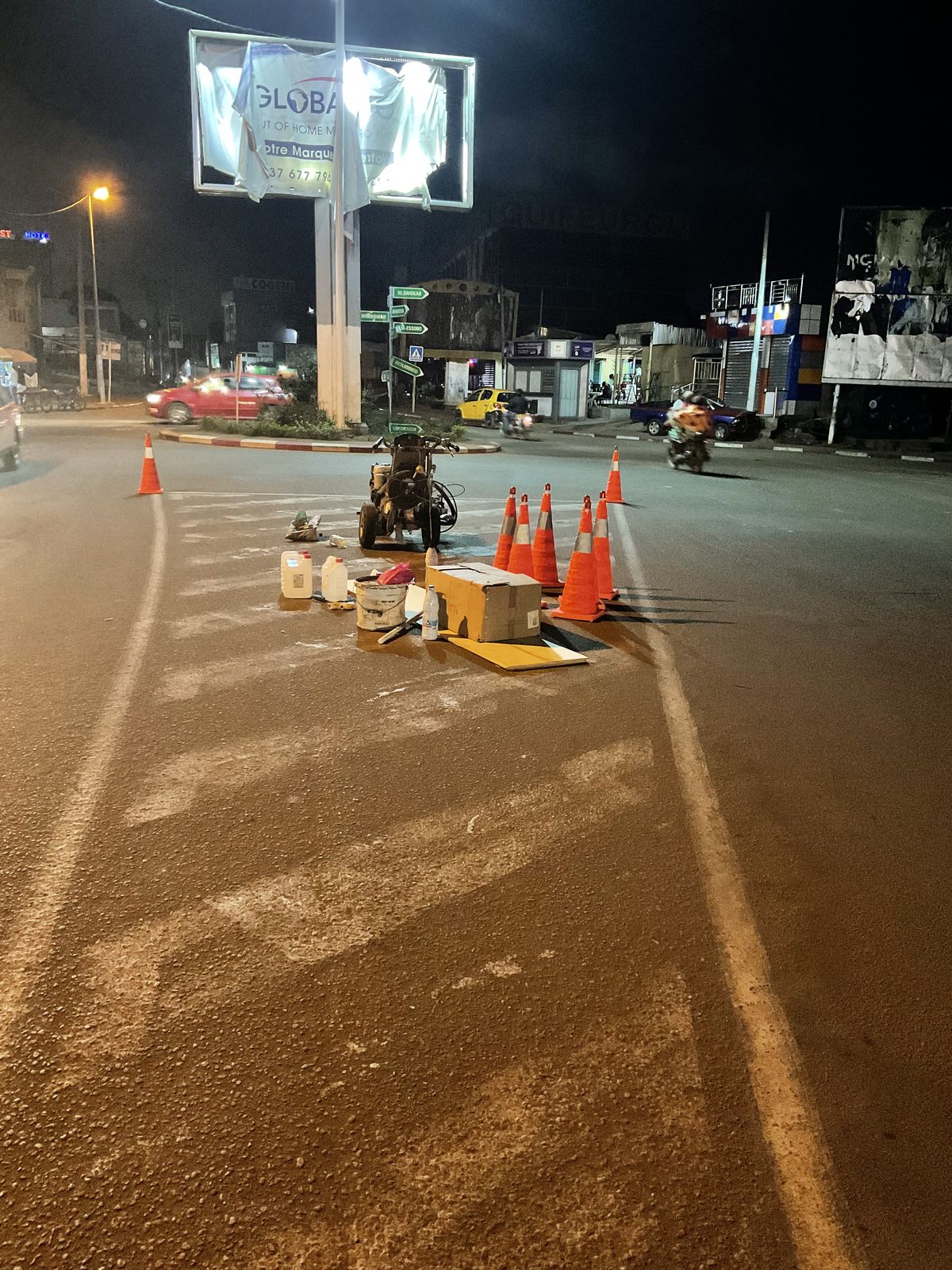 Nighttime marking worksite